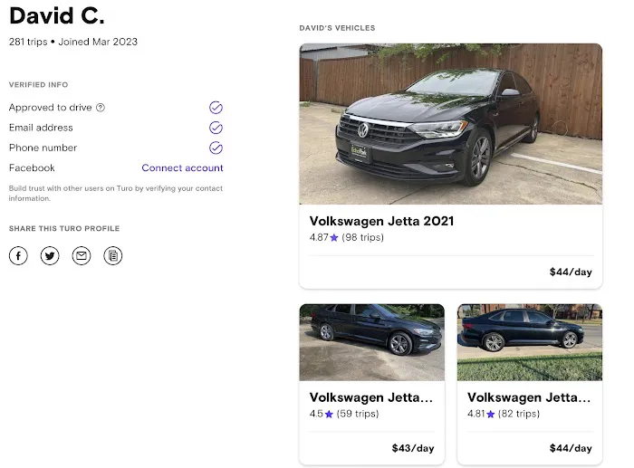 All Star Turo Cars Picture 1