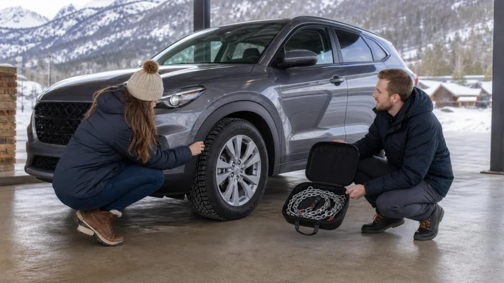 Rental Cars in Winter: Verify Tires, Chains, and Restrictions