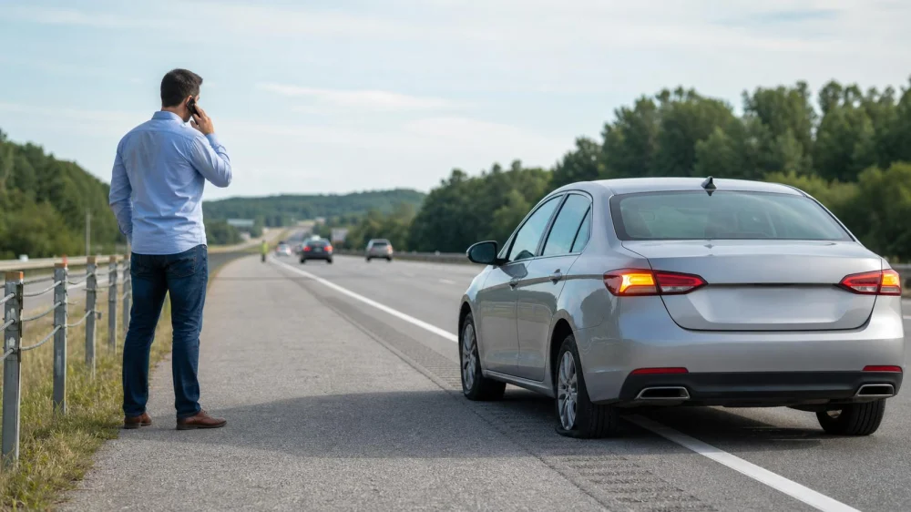 Flat Tire in a Rental Car: Get Safe, Document, and Call
