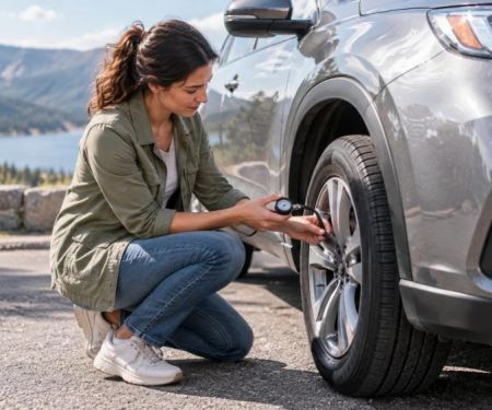 Rental Tyre Pressure Handoff: Label, Reading, and Report