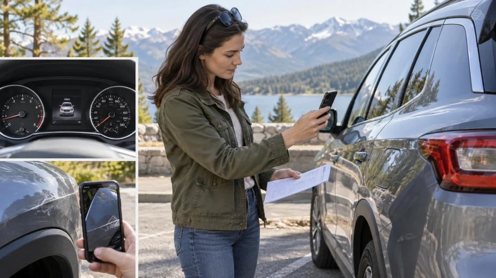 Rental Car Mileage Check: Contract, Odometer, and Photos